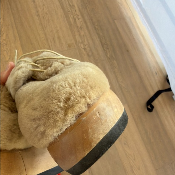 Free People Used Paloma Barcelo lace-up Beige Shearling chunky rubber sole shoes - Picture 13 of 14